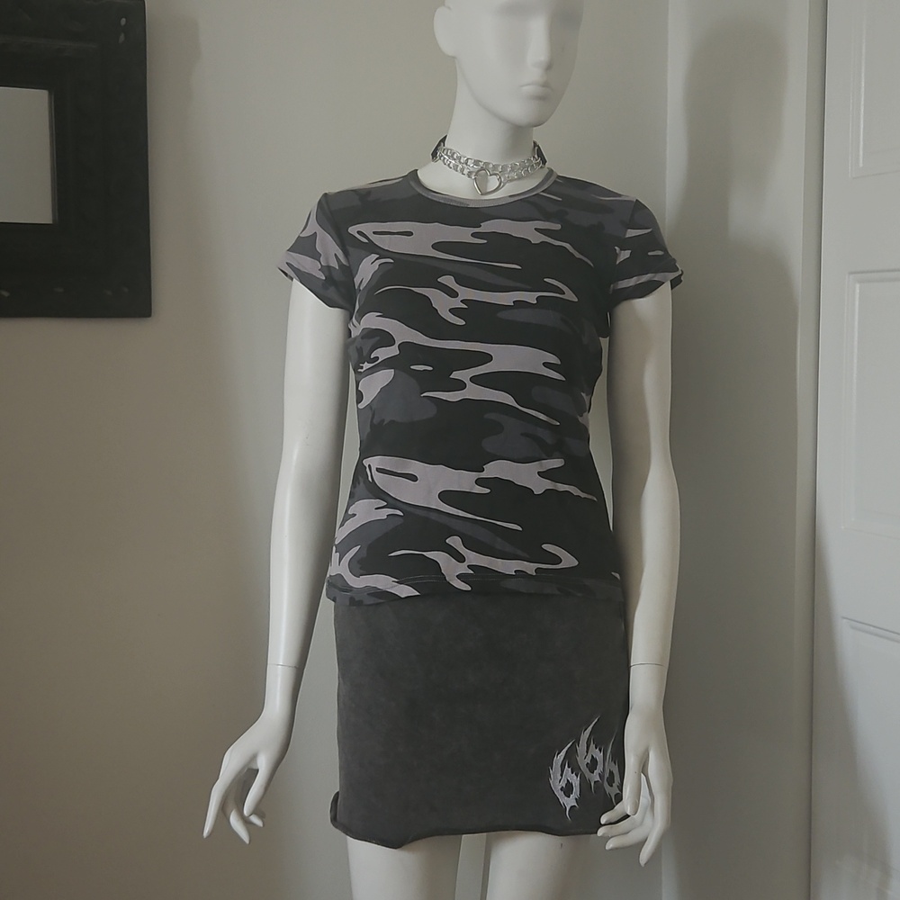 Y2k Grey Camo Shirt